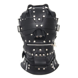 Leather Bondage Hood Mask