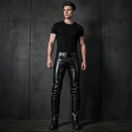 White Striped Leather Pants