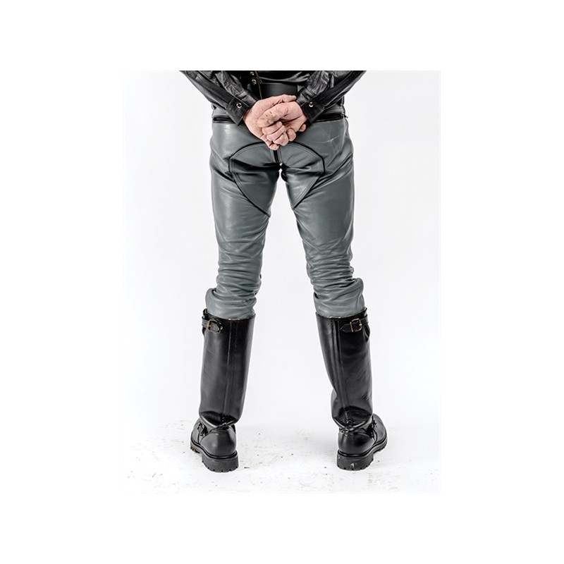 Mister B Leather FXXXer Jeans Grey With Black Piping