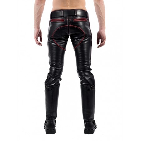 Mister B Leather Indicator Jeans Red Stitching-Piping